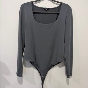 Dynamite Charcoal Gray Square Neck Long Sleeve Bodysuit Size XL